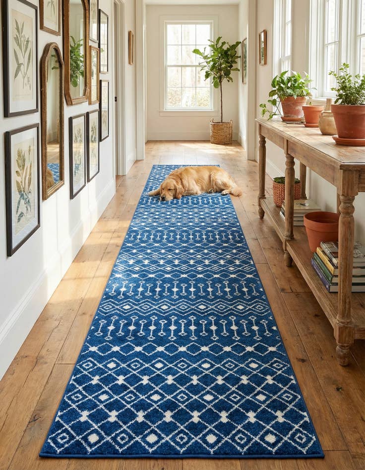 Detail image of 3' 3 x 16' 5 Moroccan Trellis Runner Rug