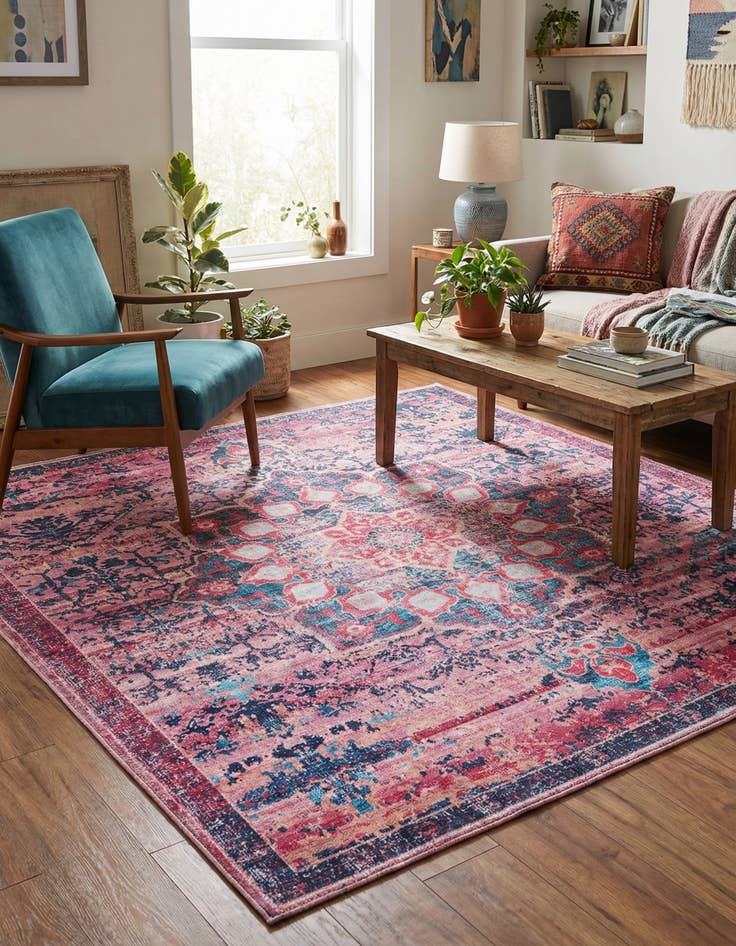 Detail image of  7' 3 x 7' 3  Washable Francesca Square Rug