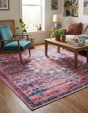 Brick Washable Francesca Square Rug