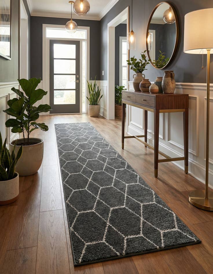 Detail image of 2' x 13' Lattice Frieze Runner Rug