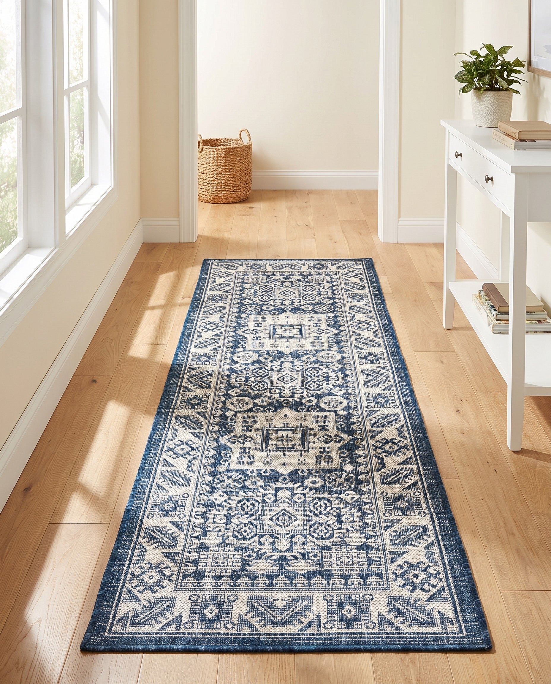 2' x 6' Easy-Clean Aztec Indoor / Outdoor Runner Rug