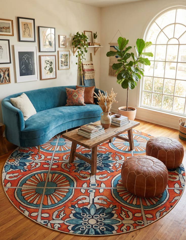 Detail image of 8' x 8'  Washable Casablanca Round Rug