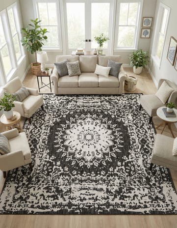 10' x 10' Easy-Clean Traditional Indoor / Outdoor Square Rug