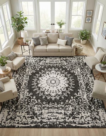 10' x 10' Easy-Clean Traditional Indoor / Outdoor Square Rug