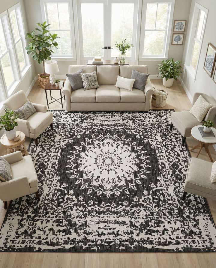 10' x 10' Easy-Clean Traditional Indoor / Outdoor Square Rug