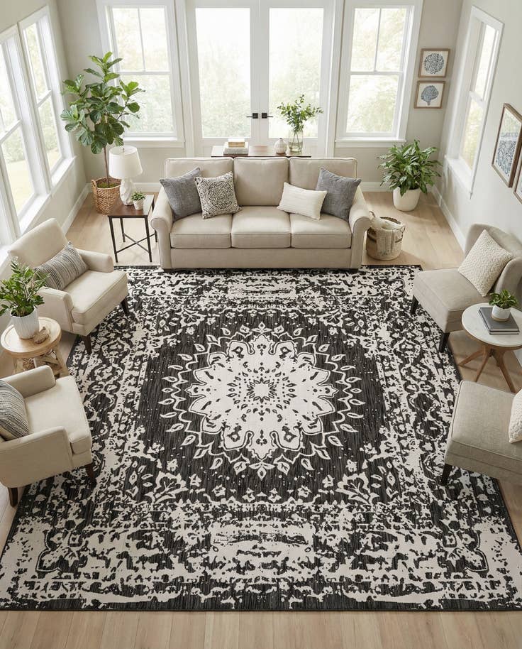 Detail image of 10' x 10' Easy-Clean Traditional Indoor / Outdoor Square Rug