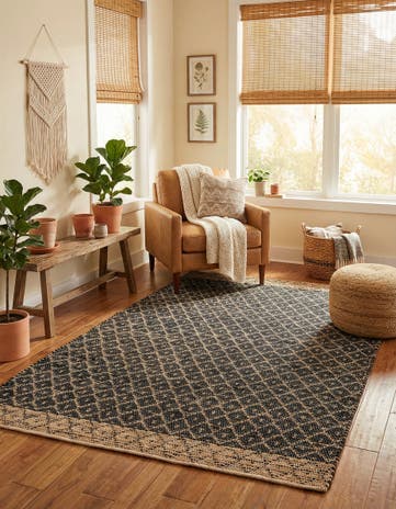 6' 1 x 9' Hand Woven Chindi Trellis Rug