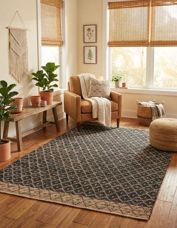 6' 1 x 9' Hand Woven Chindi Trellis Rug