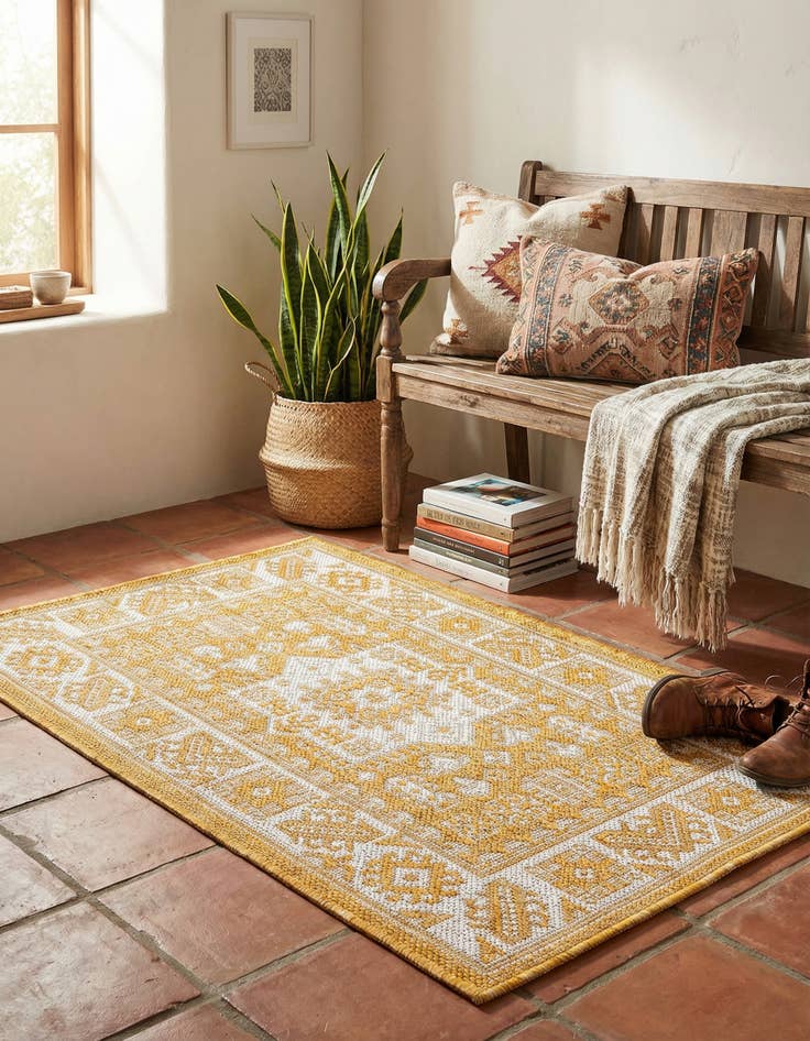 Detail image of 2' x 3' Washable Aztec Indoor / Outdoor Rug
