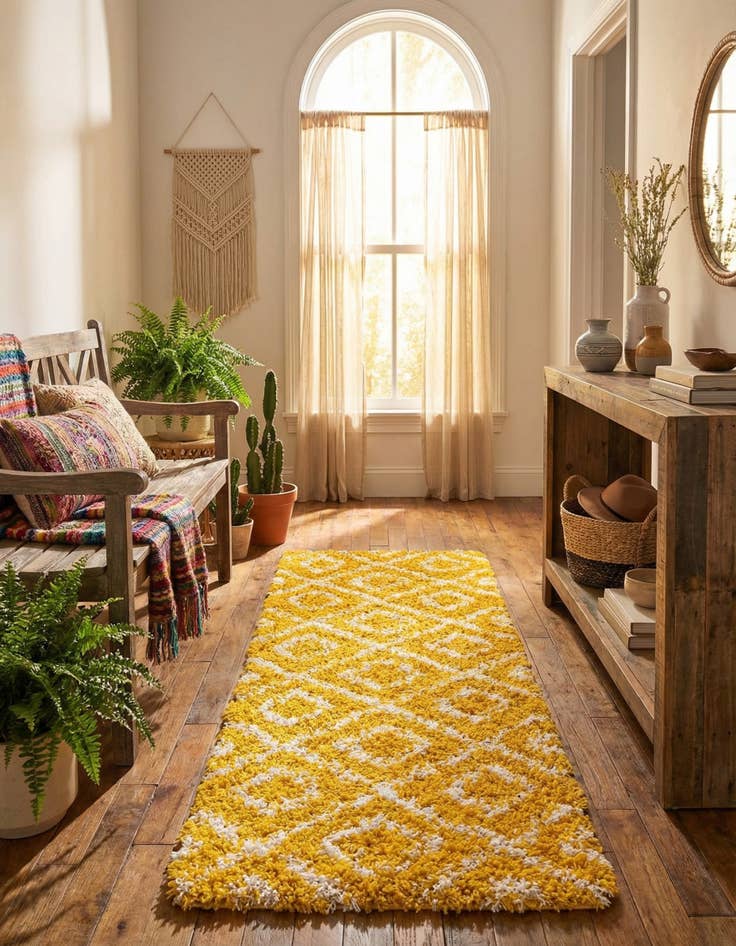 Detail image of 2' x 6' Trellis Shag Runner Rug