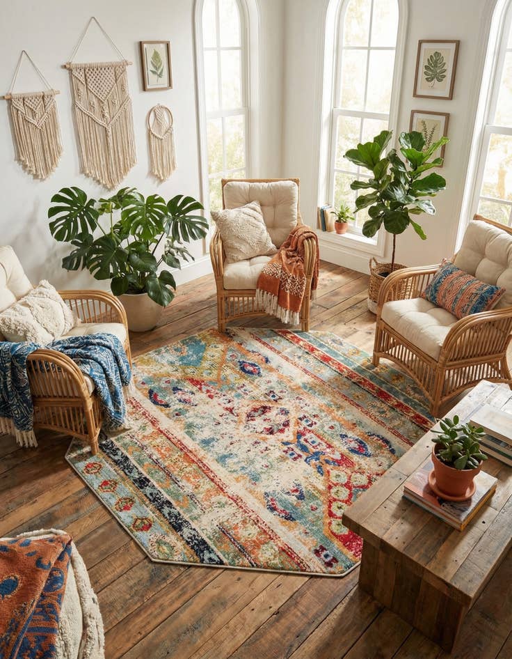 Detail image of 6' x 6' Washable Mesa Octagon Rug