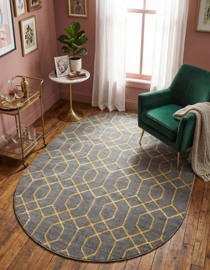 Detail image of 4' x 6'  Marilyn Monroe&trade; Glam Trellis Oval Rug