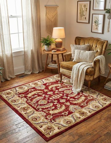 Red Classic Agra Square Rug