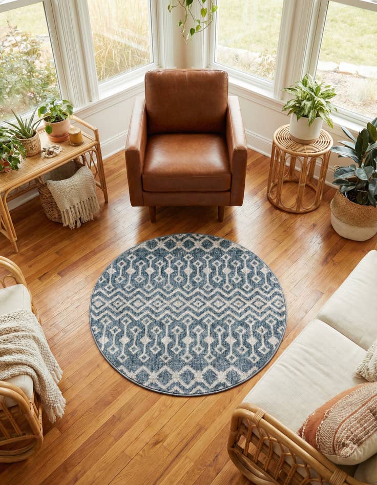 Detail image of 3' 3 x 3' 3 Eco Trellis Round Rug