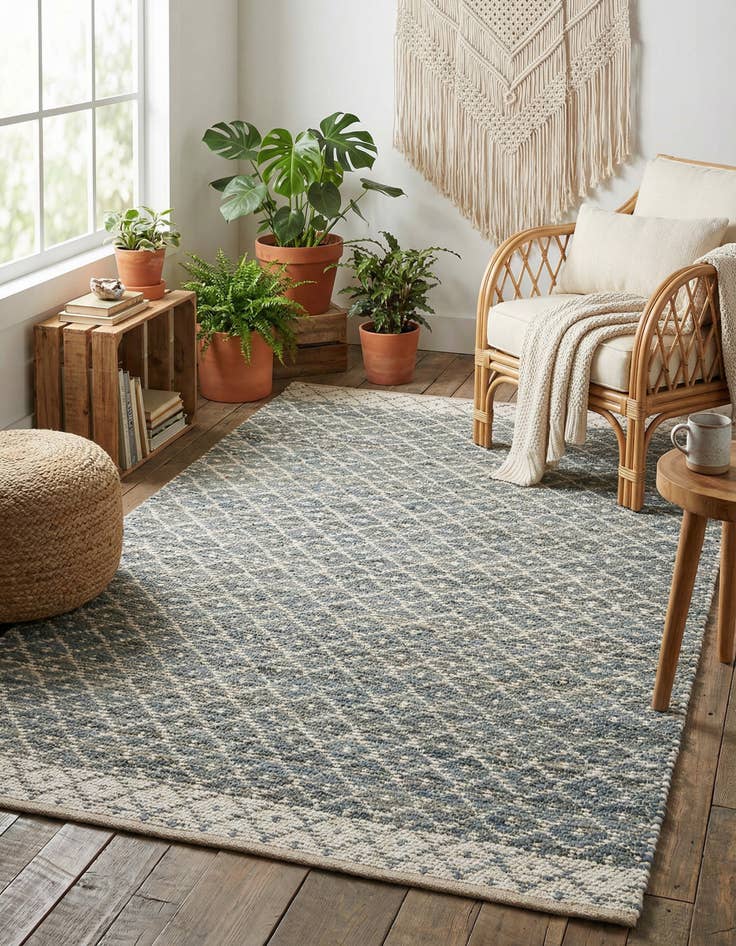 Detail image of 5' 1 x 8' Hand Woven Chindi Trellis Rug