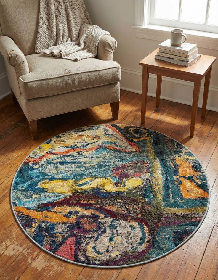 Detail image of 3' 3 x 3' 3  Washable Haerfest Round Rug