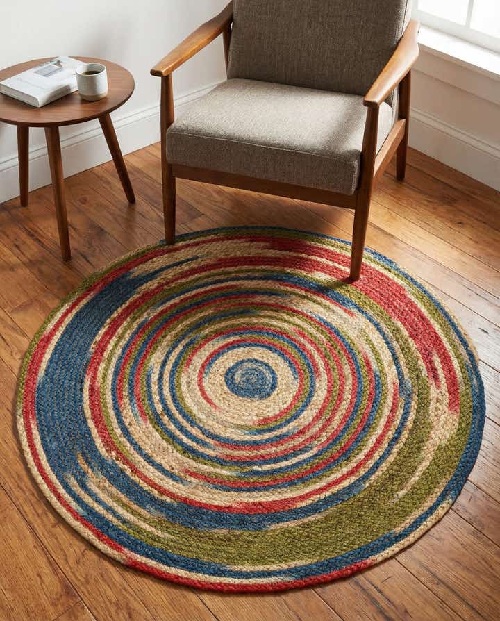 3' 1 x 3' 1 Handmade Braided Jute Round Rug