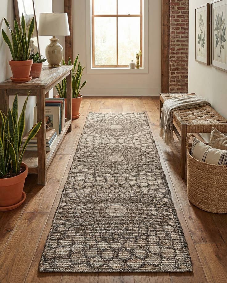 Detail image of 2' 2 x 8' Hand Woven Chenille Jute Runner Rug