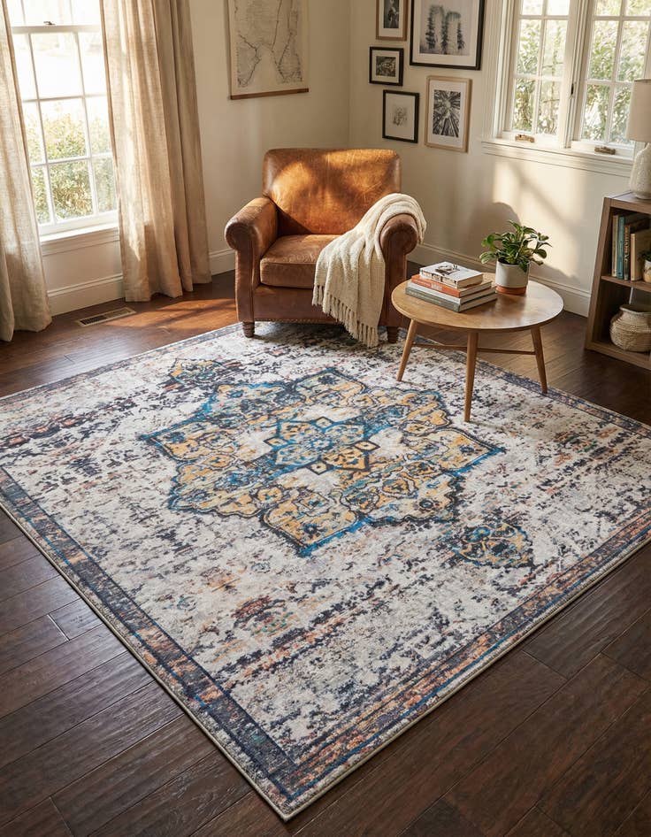 Detail image of 7' 3 x 7' 3  Washable Renaissance Square Rug