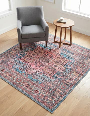 Blue Washable Maahru Square Rug
