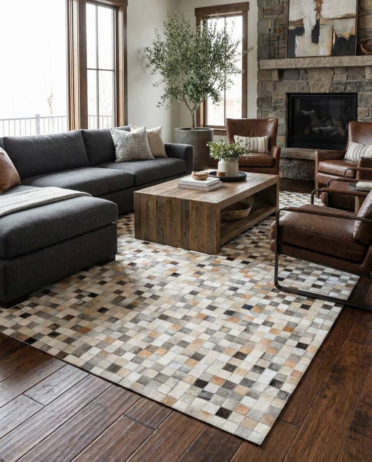 Detail image of 5' 1 x 7' 9 Cowhide Stocks Rug