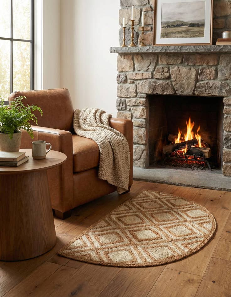 Detail image of 2' 2 x 3' 7 Handmade Braided Jute Hearth Rug