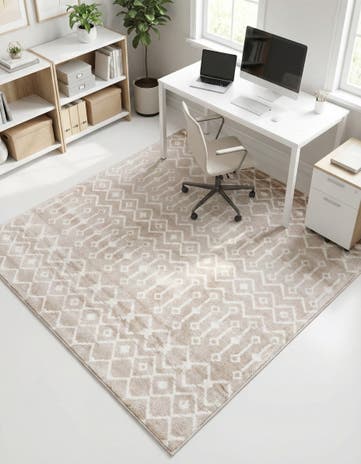 Beige Kasbah Trellis Square Rug