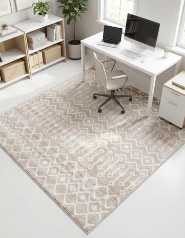 Beige Kasbah Trellis Square Rug