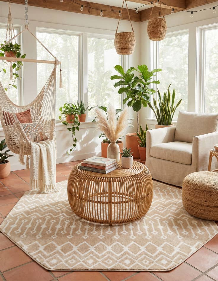 Detail image of 7' x 7' Bohemian Trellis Octagon Rug