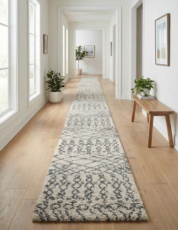 Pure Ivory Moroccan Shag Runner Rug