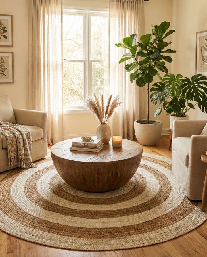 8' x 8' Handmade Braided Jute Round Rug