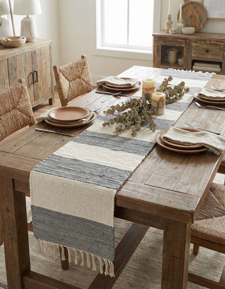 Detail image of 1' 2 x 8' Hand Woven Chindi Rag Table Runner Rug