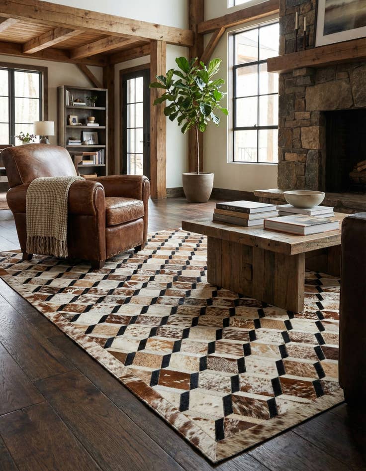 Detail image of 5' 1 x 8' 2 Cowhide - Patchwork Rug