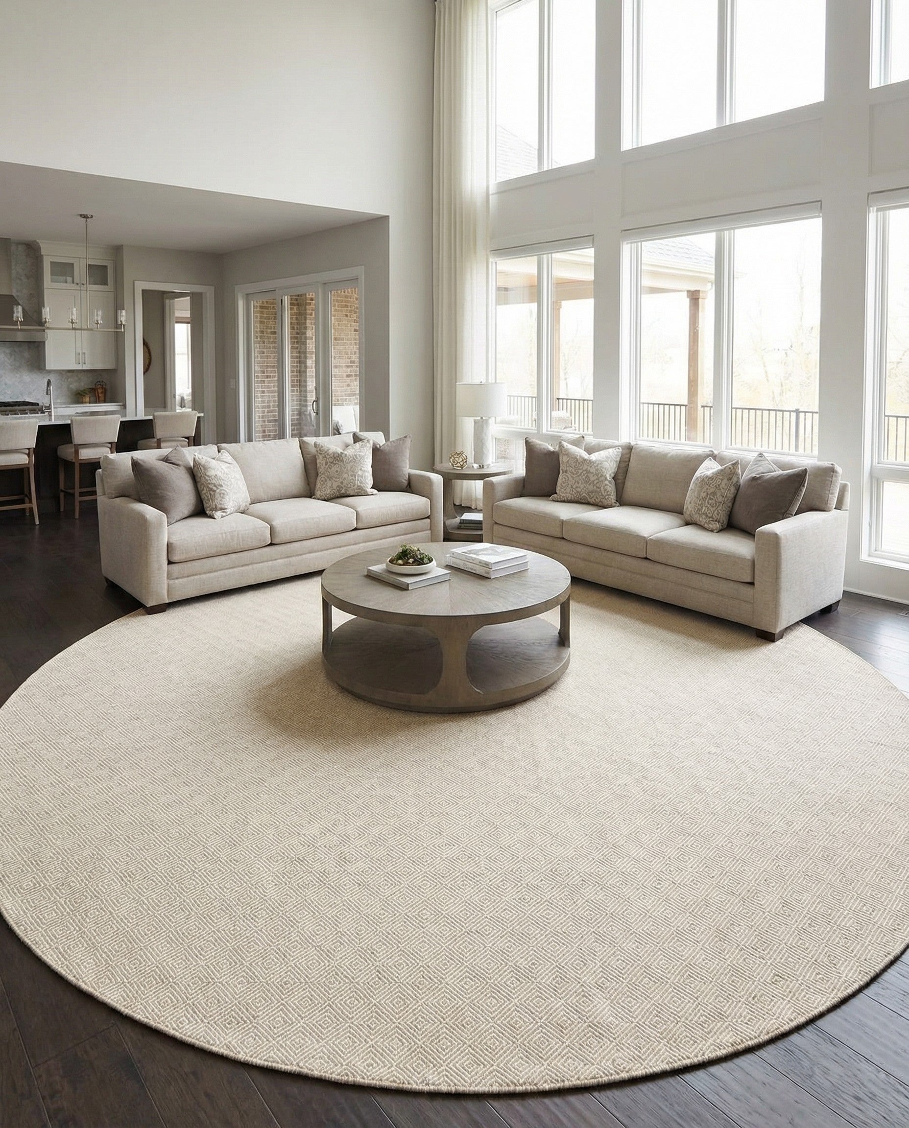 12' x 12' Hand Woven Geo Trellis Flatweave Round Rug
