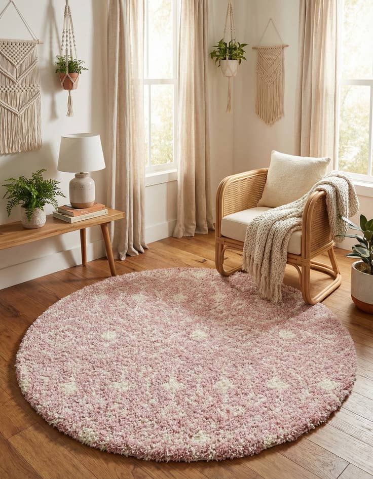 Detail image of 6' x 6' Moroccan Trellis Shag Round Rug