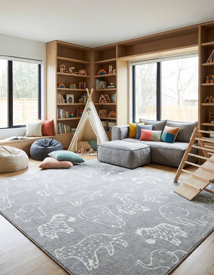 Detail image of 7' 10 x 7' 10 Whimsy Kids Square Rug