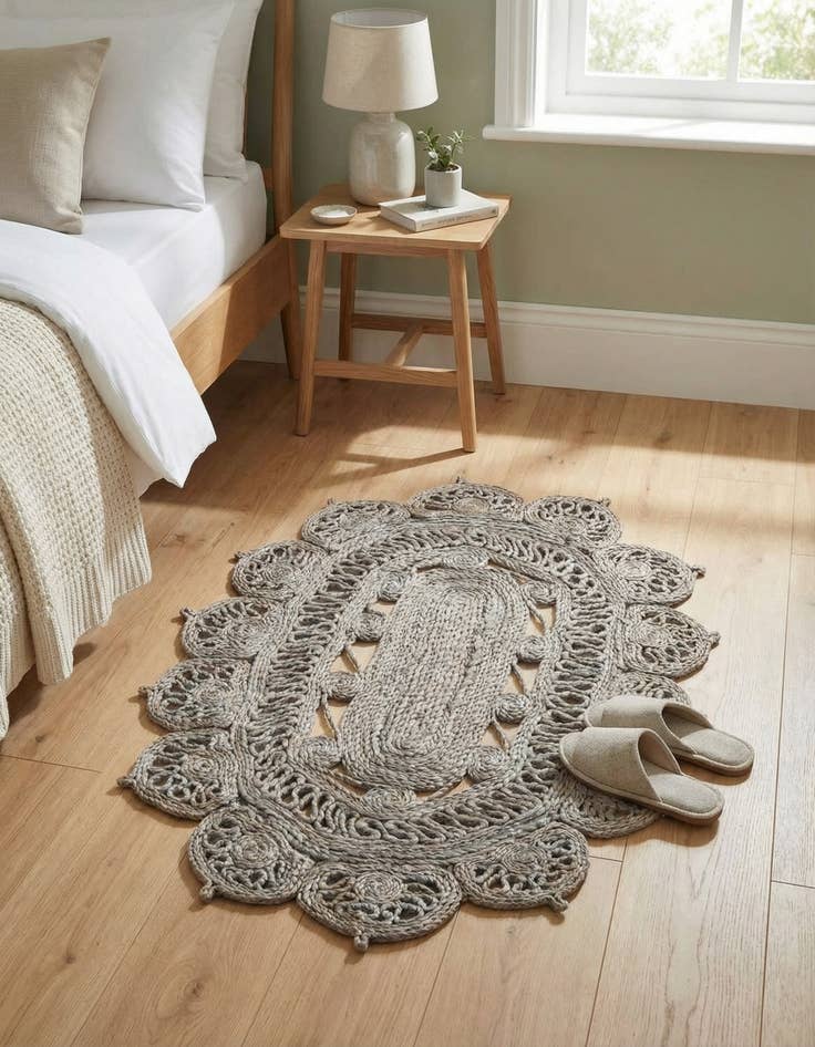 Detail image of 2' x 3' 1  Hand Braided Jute Oval Rug