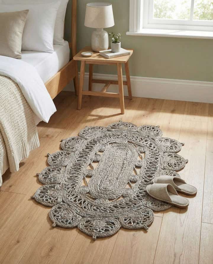 2' x 3' 1 Handmade Braided Jute Oval Rug