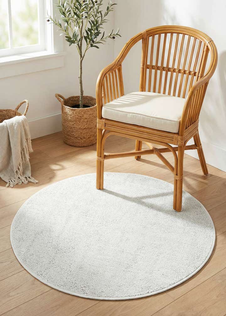 3' 1 x 3' 1 Easy-Clean Solid Indoor / Outdoor Round Rug