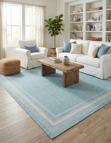 13' x 13' Easy-Clean Border Indoor / Outdoor Square Rug