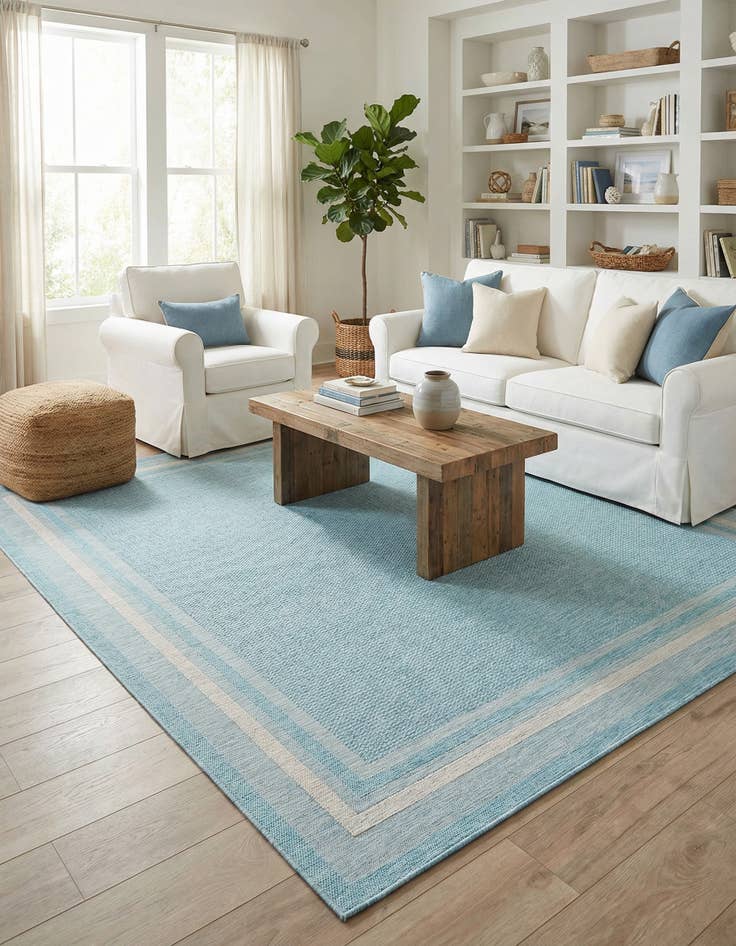 Detail image of 13' x 13'  Washable Border Indoor / Outdoor Square Rug