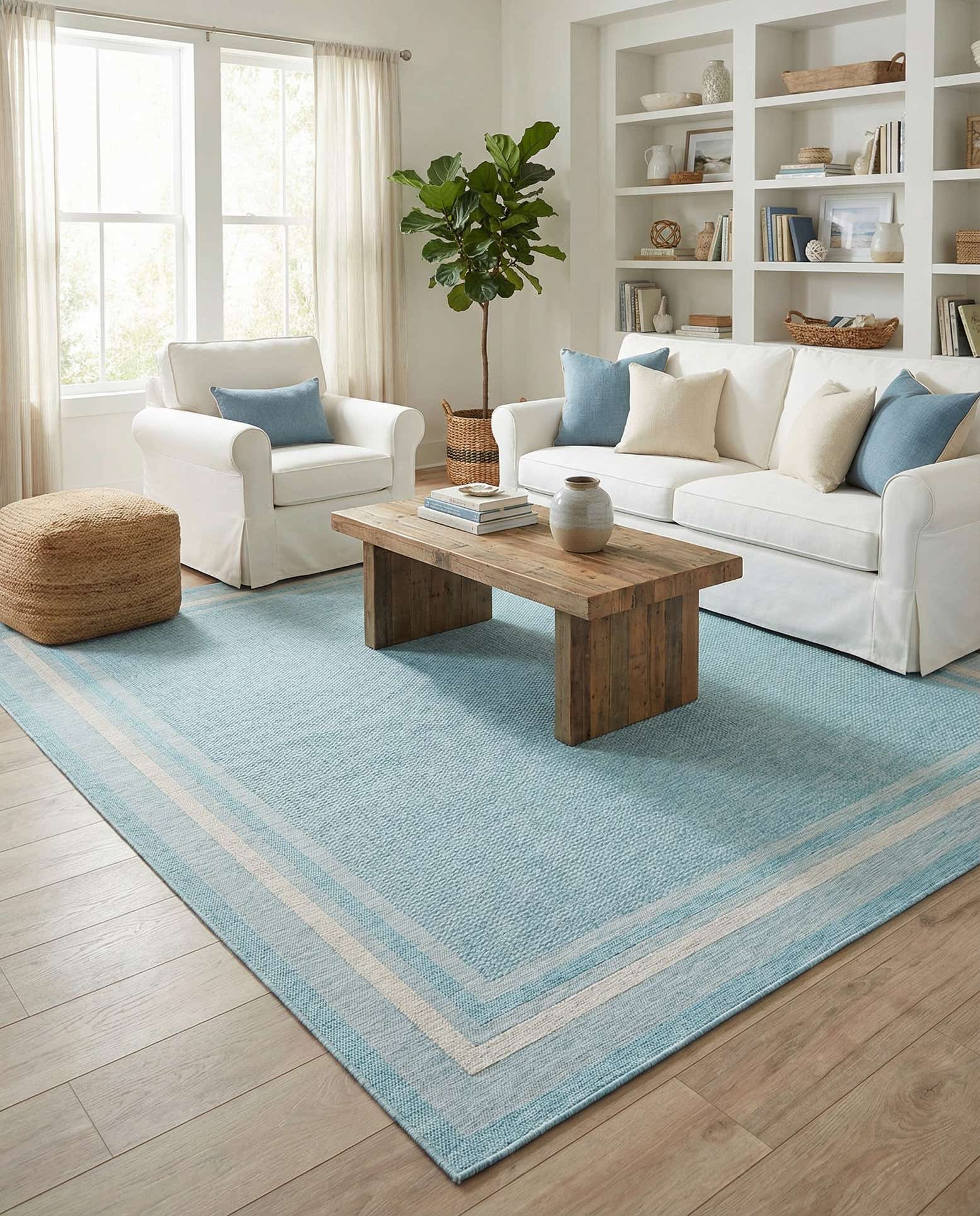 13' x 13' Easy-Clean Border Indoor / Outdoor Square Rug
