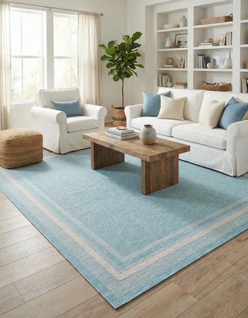 13' x 13' Easy-Clean Border Indoor / Outdoor Square Rug
