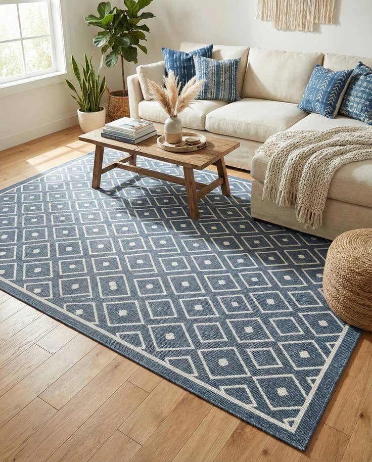 Detail image of 5' 3 x 8' Easy-Clean Trellis Indoor / Outdoor Rug