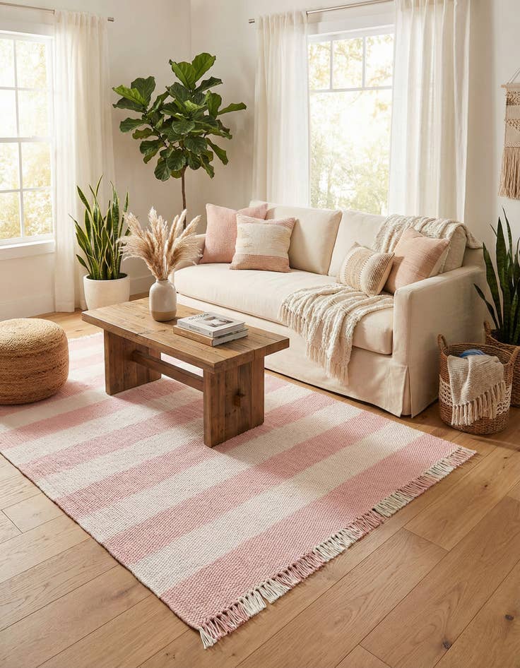 Detail image of 5' 3 x 8' Eco Plaid   Washable Indoor / Outdoor Rug