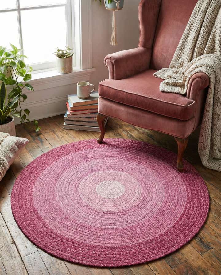 3' 1 x 3' 1 Handmade Hand Braided Wool Round Rug