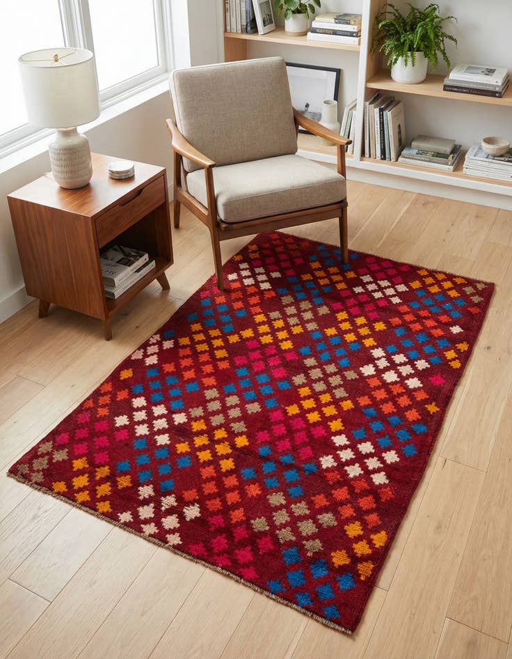 Detail image of 3' 1 x 4' 7 Hand Knotted Balouch Wool Rug