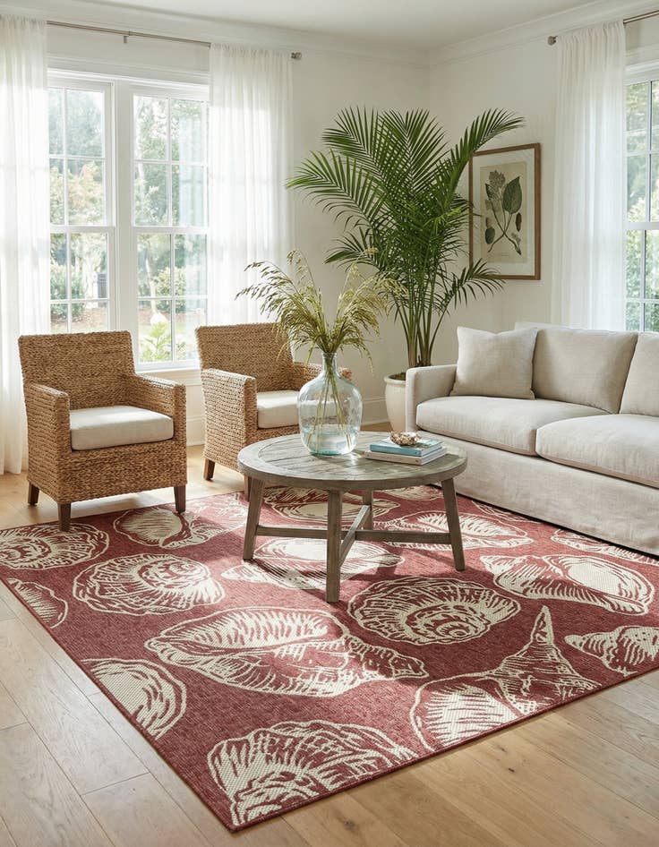 Detail image of  7' 10 x 7' 10  Washable Coastal Indoor / Outdoor Square Rug