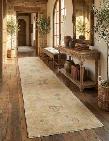 2' 8 x 13' 1 Hand Knotted Oushak Wool Runner Rug