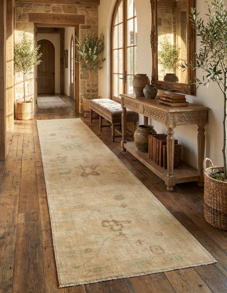 Detail image of 2' 8 x 13' 1 Hand Knotted Oushak Wool Runner Rug